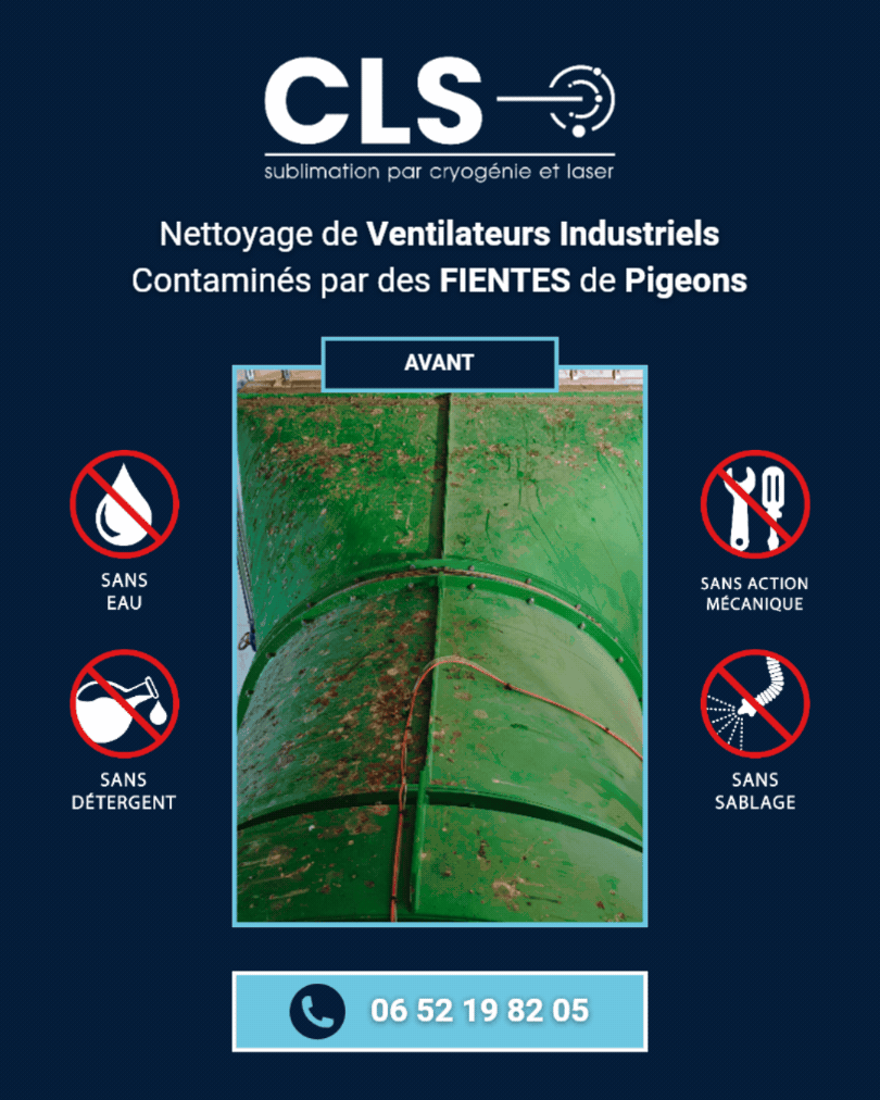 Post LinkedIn sur le Nettoyage de Ventilateurs Industriels Contaminés par des fientes de pigeons